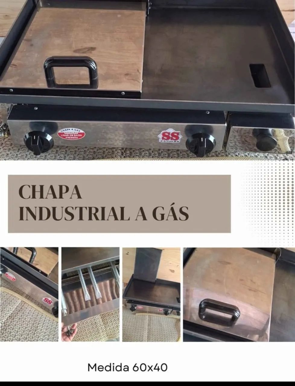 Chapa a gás profissional 