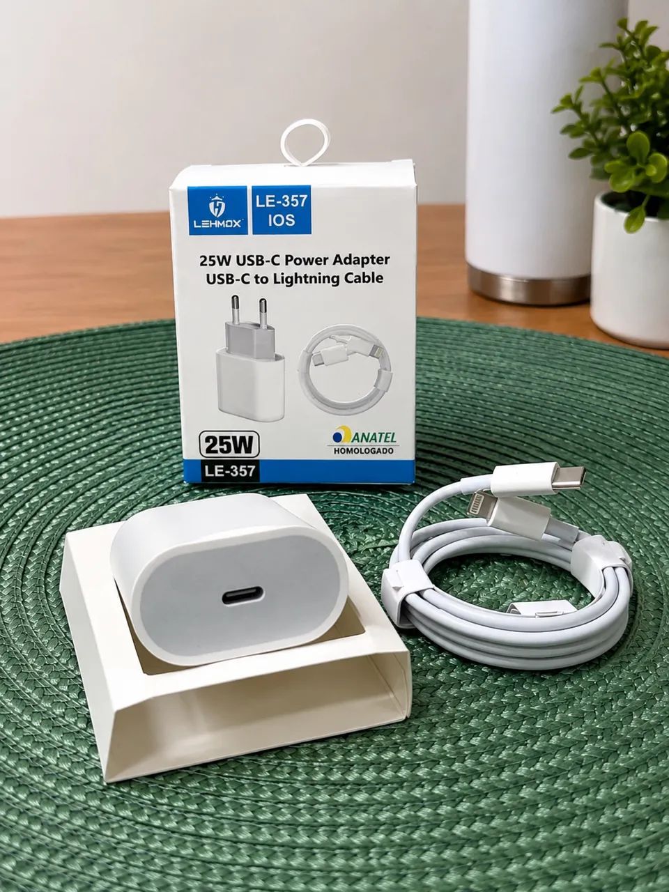 Carregador USB-C 25W + Cabo USB-C para Lightning LEHMOX LE-357