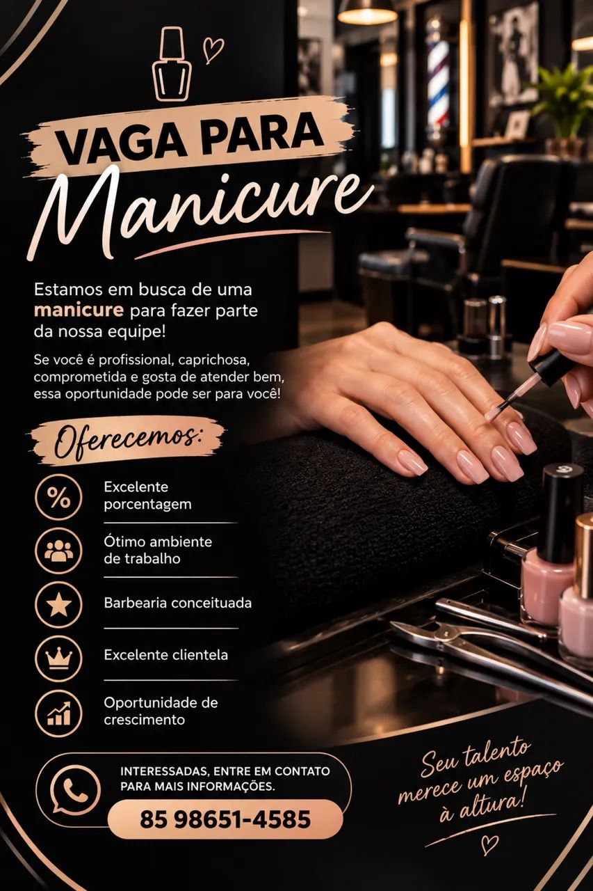 Vaga de Manicure em barbearia 