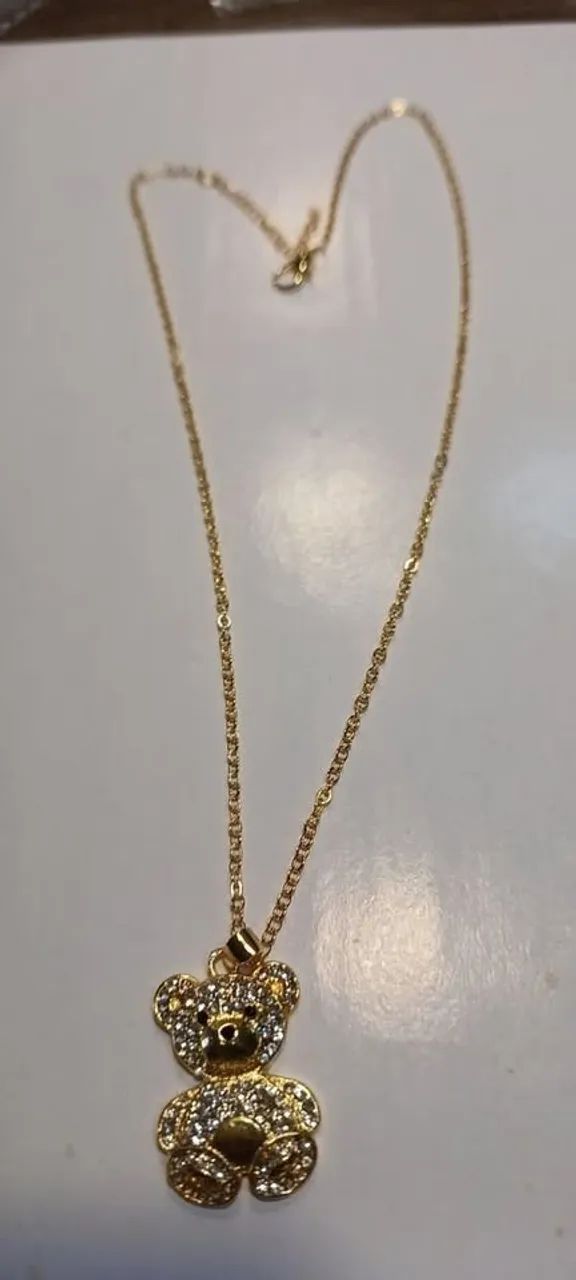 colar dourado de pingente ursinho. novo! - Foto 4