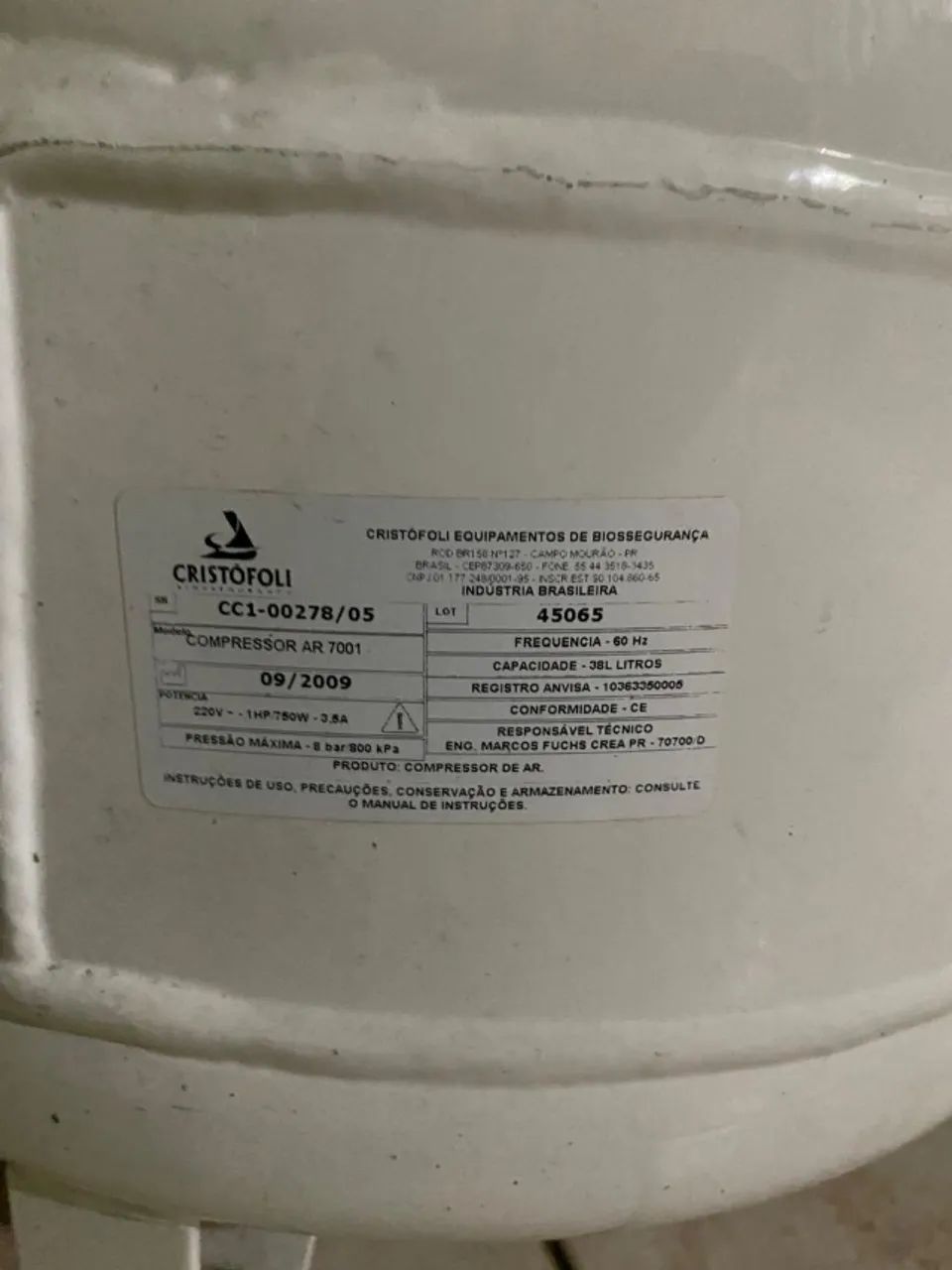 Compressor Cristofoli Ar 7001 38L (com defeito) - Foto 2