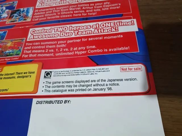 Material de divulgação original Marvel Vs Capcom (arcade) 1998 - Foto 5