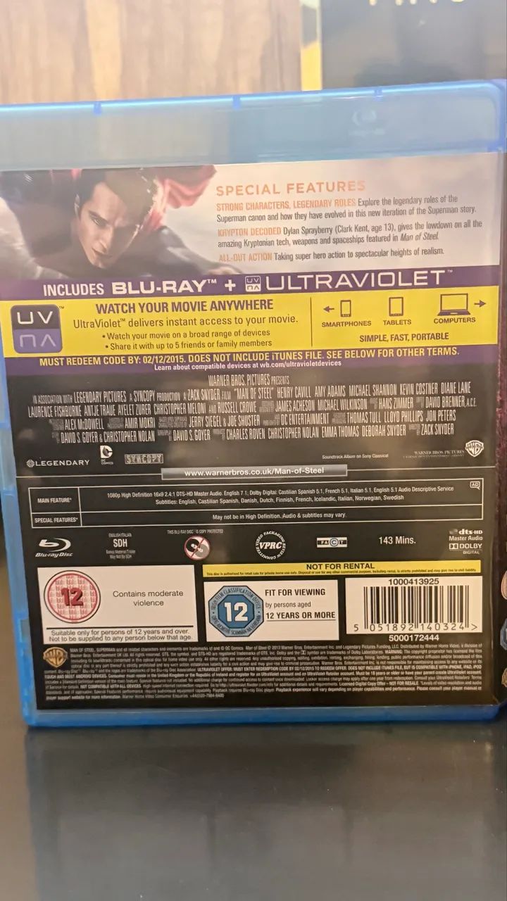 Homem de Aço - Blu Ray SEM PORTUGUÊS BR (Importado) - DVD, Blu-Ray