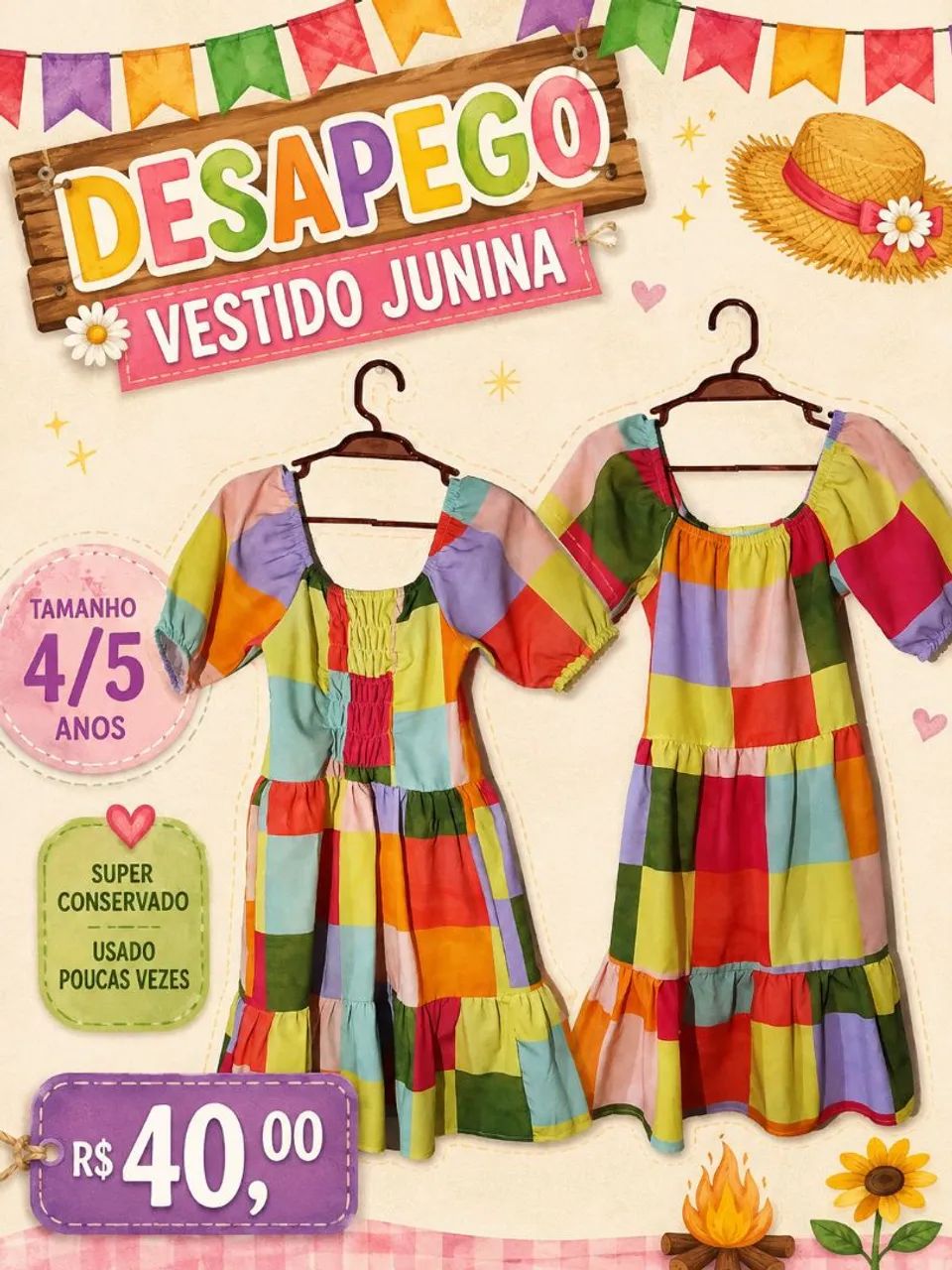 Vestido Infantil Menina junina 