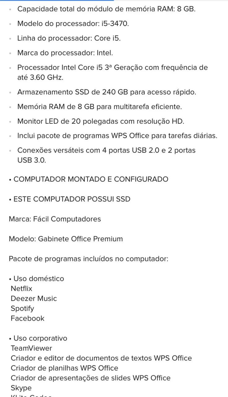 Computador de mesa completo, com monitor, cabos, teclado e mouse. - Foto 4