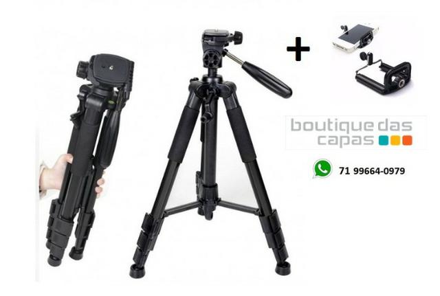 Tripe de aluminio preto para camera e celular até 1,50M - BJ-1200