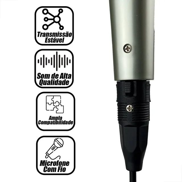 Microfone Dinâmico com Fio para igreja Palestras Karaoke - Foto 6