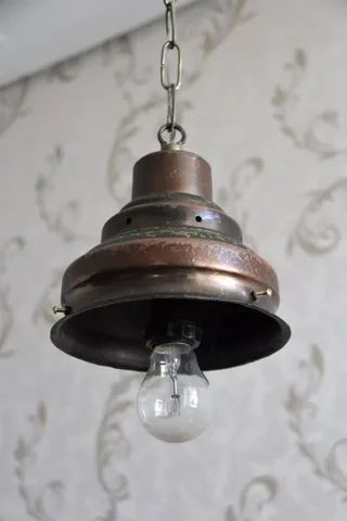 Lustre Opaline Fosca com Metais Bronze Pintura Envelhecida Anos 40 - Foto 6