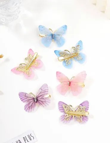 Prendedor de Cabelo Borboleta - Kit com 6pcs - Enfeite Arranjo de Cabelo Daminha - Foto 4