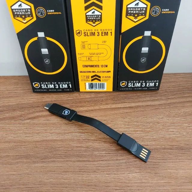 Cabo USB 3 em 1 Gshield Tipo C Lightning e Micro USB | NOVO - Foto 2
