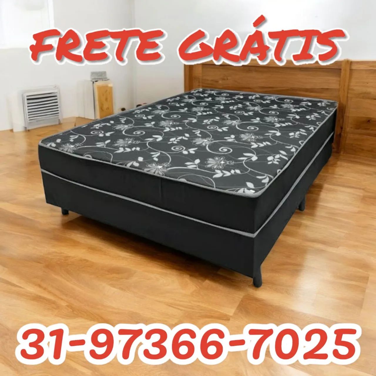 CAMA BOX CASAL COM COLCHÃO D33 10CM DE ESPUMA FIXO / SUPER OFERTA 