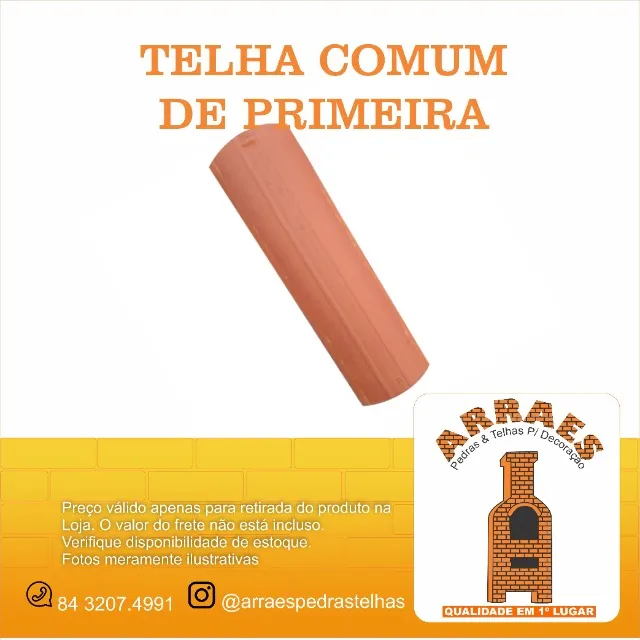 TELHA COMUM E SEXTAVADA TIJOLO DE 8 FUROS CANDELÁRIA NATAL