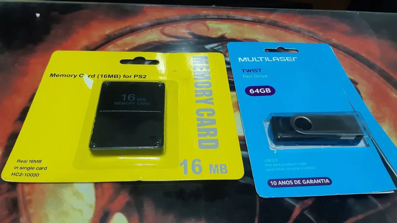 memory card para ps2 e pendrive - já é o menor preço