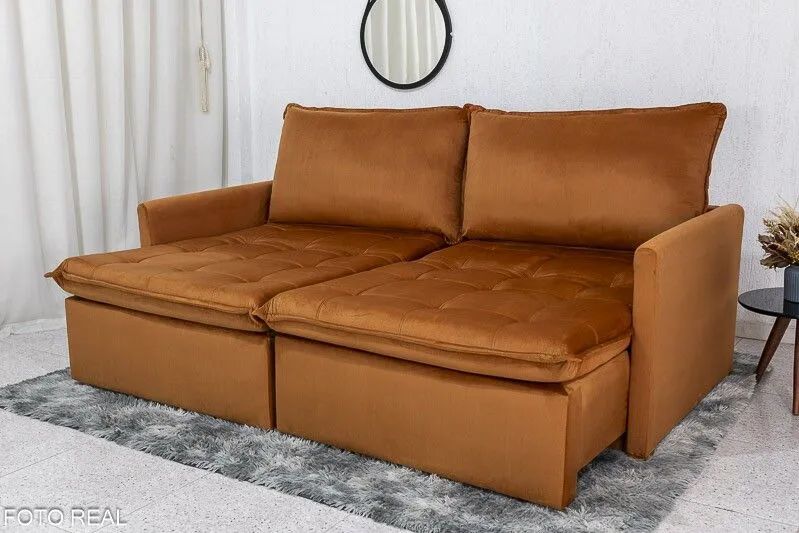Sofá Cama Retratil Reclinavel Molas Bonnel  2.15m Veludo rf5528m - Foto 2