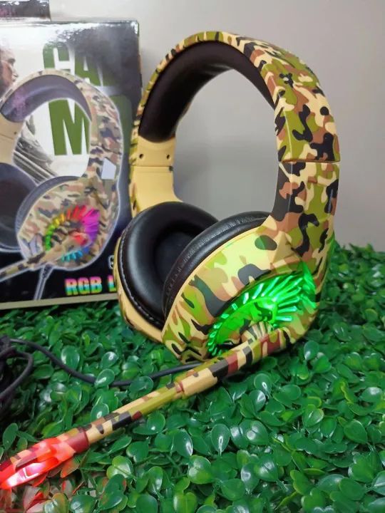 Headset Gamer RGB Camuflado com Microfone
