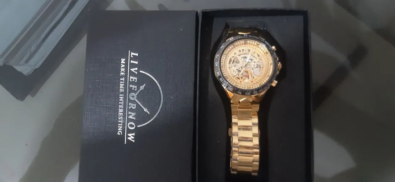 Relógio Masculino   Automático Dourado - Novo - Foto 4