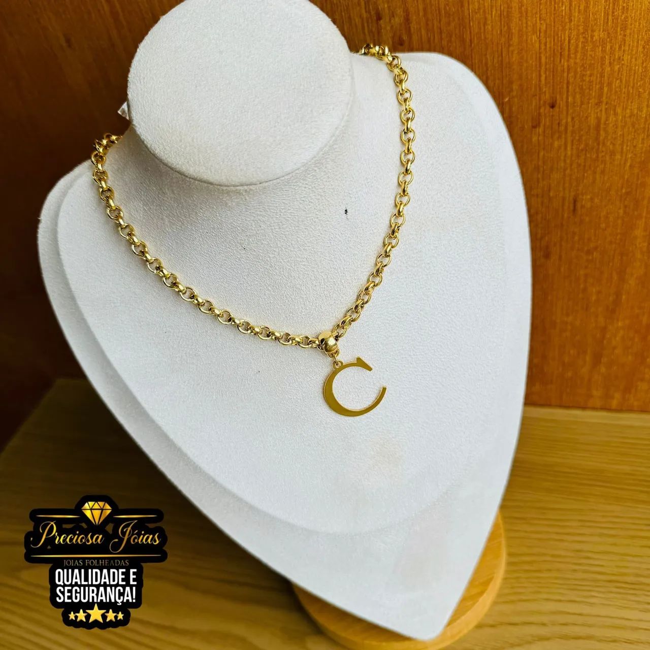 Cordão feminino com pingente de letras - Foto 3