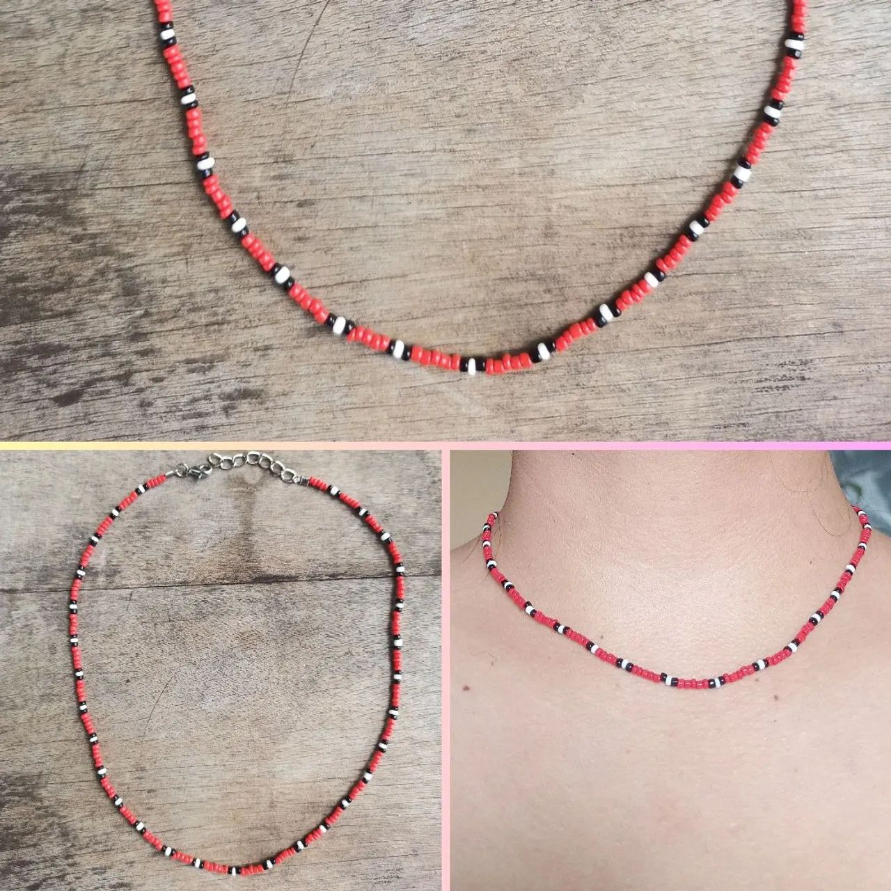 Colar de miçangas cobra coral