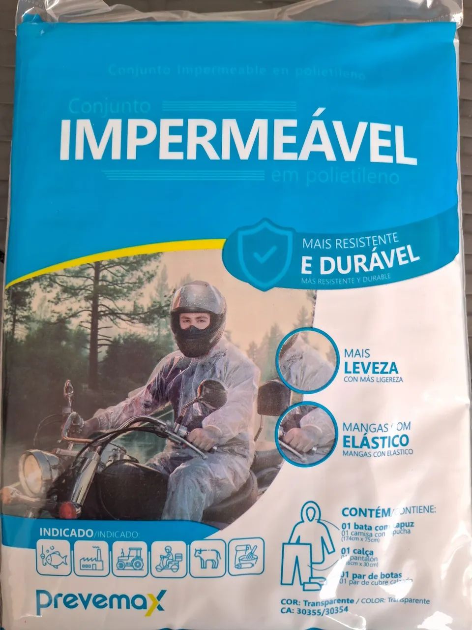 CONJUNTO IMPERMEÁVEL POLIETILENO COM ELASTICO E CAPUZ E BOTA  - Foto 2