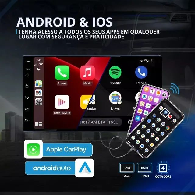Multimidia 7 Polegadas 2din Carplay Android Auto Música Tela Qled Usb Wifi Bluetooth Knup  - Foto 3