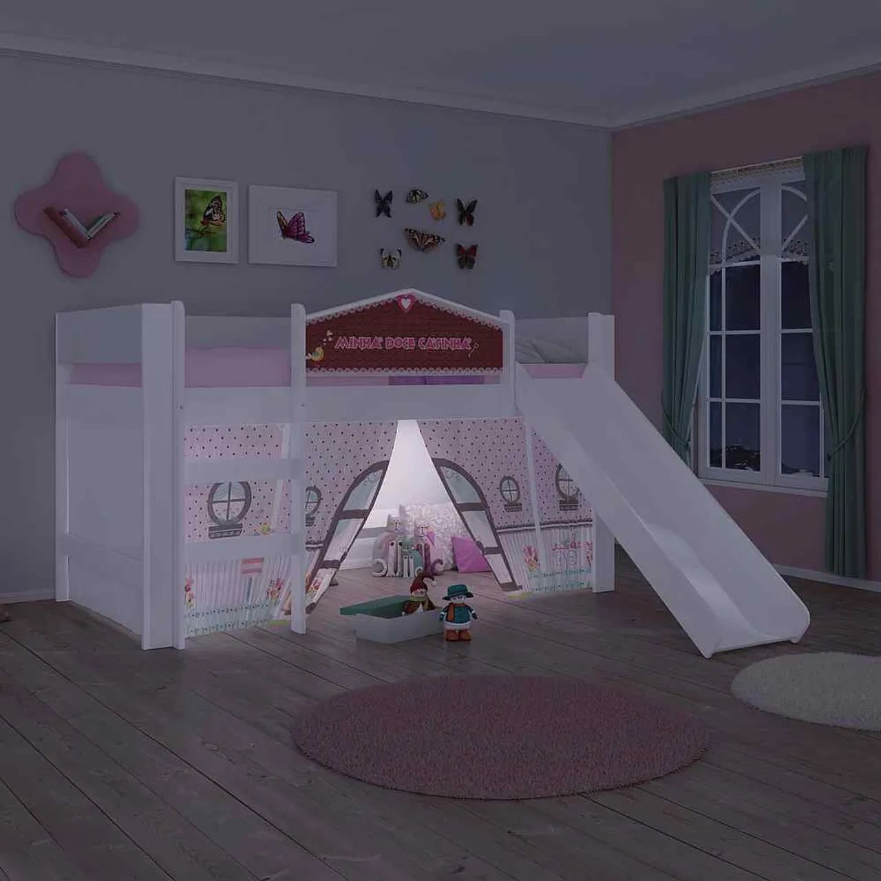 Cama Infantil SEMI NOVA Com Escorregador Doce Casinha Play - Foto 3