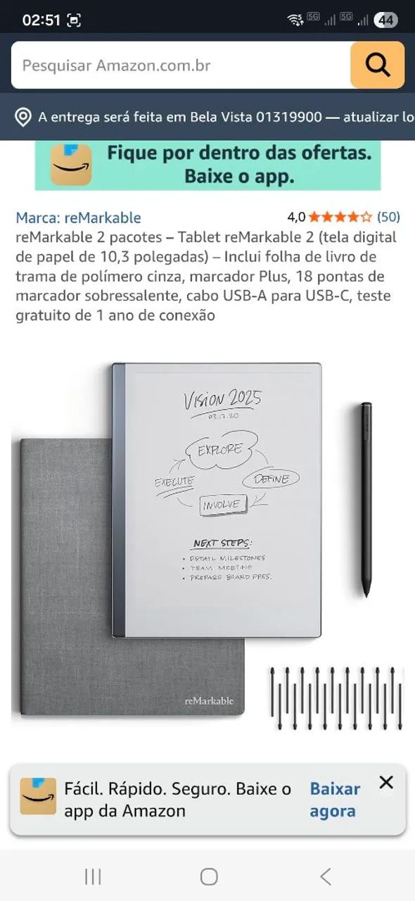Vendo remarkable 2 com folio e carregdor