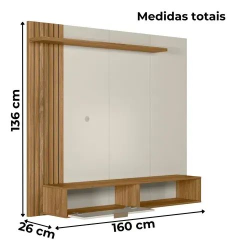 Painel Suspenso Para Tv 65 Polegadas Nature Off White - Foto 4