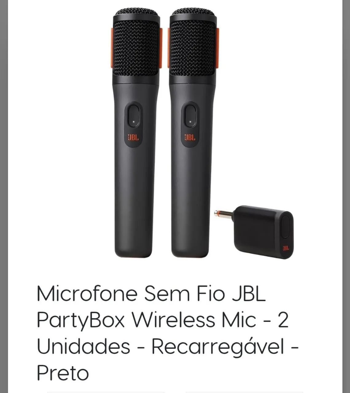 Microfone Sem Fio JBL PartyBox - 2 Unidades - Recarregável - Preto