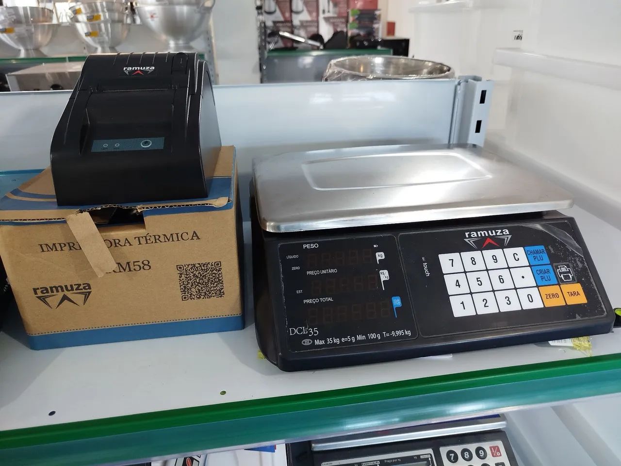 R1 Balança mesa inox com etiquetadora térmica Ramuza