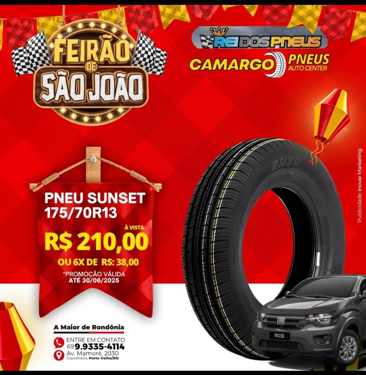 Pneu Sunset 175/70R13 - Rei dos Pneus Camargo