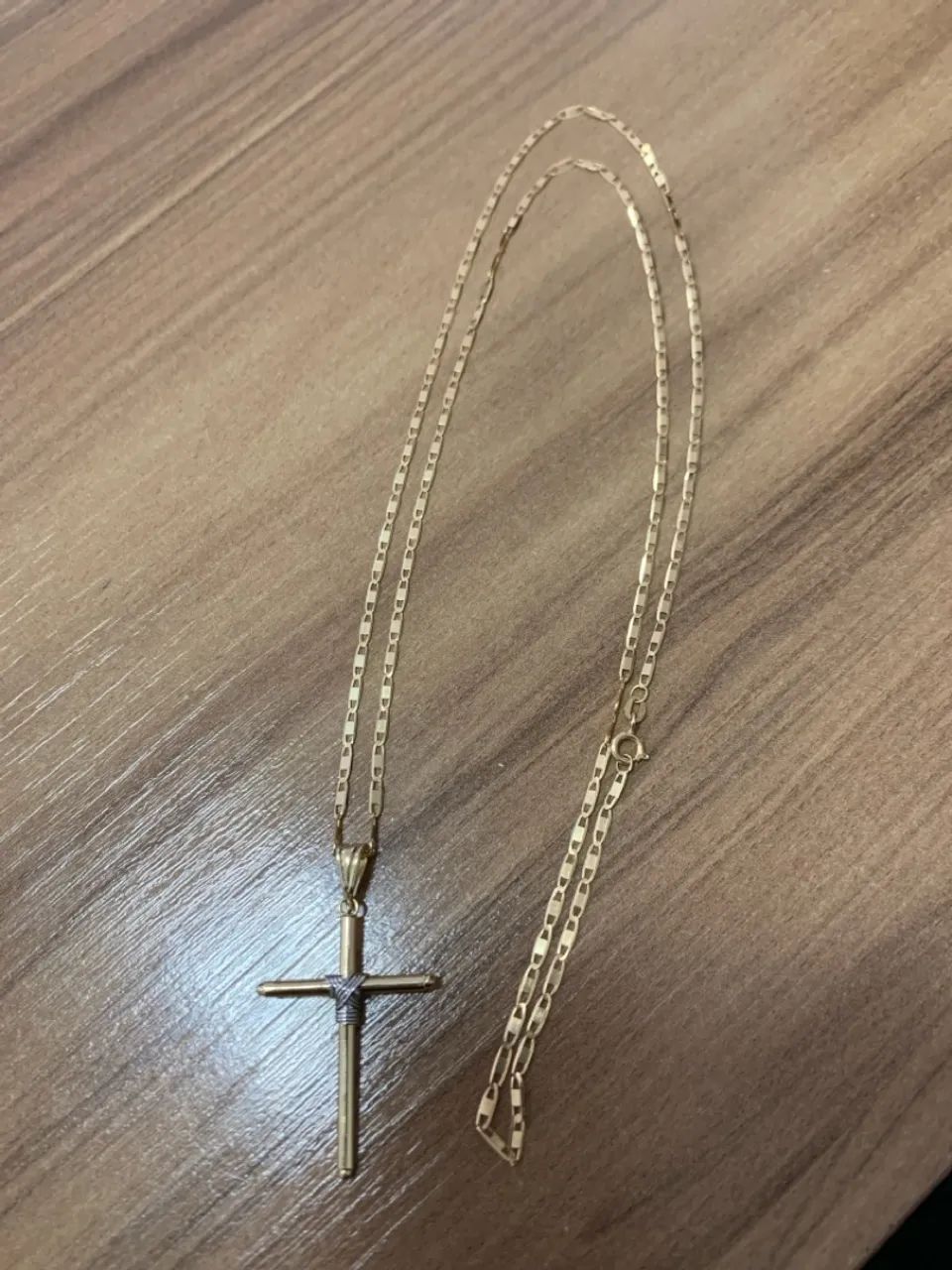 Corrente piastrine com cruz ouro 18k - Foto 2