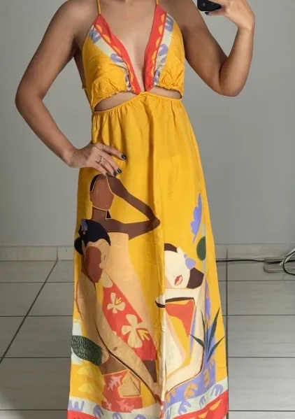 Vestido Longo Estampado Amarelo colcci