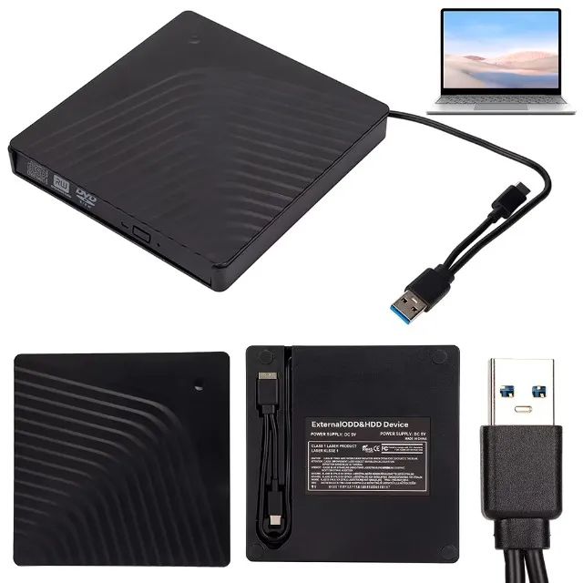 Gravador Cd/dvd-rw Externo Usb  e usb Tipo-c 3.1  Cor Preto - Foto 6