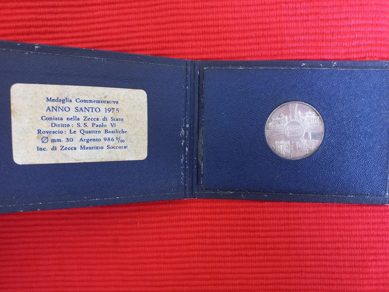 Medalha de Prata 986% Comemorativa Anno Santo 1975 do Vaticano