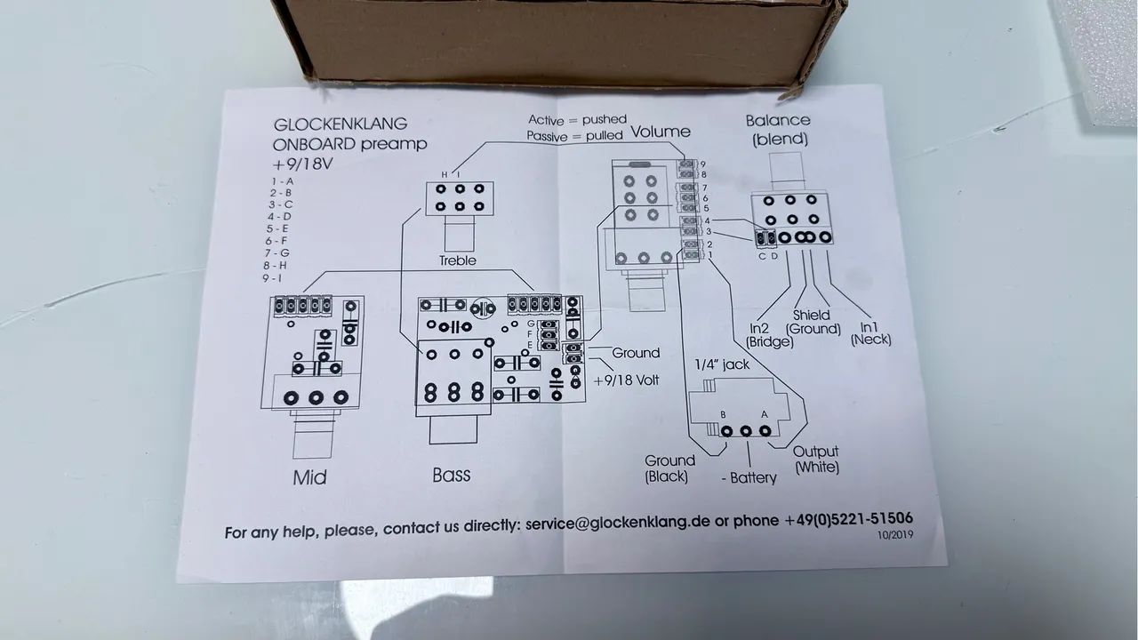 Preamp p/ Baixo GLOCKENKLANG 9 ou 18v 4 potenciômetros  - Foto 2