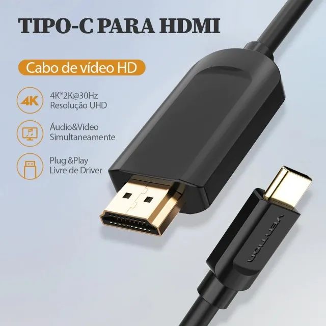 Cabo vídeo USB Tipo C/HDMI 1.4 5.4Gbps 4k 60Hz Vention - Foto 2