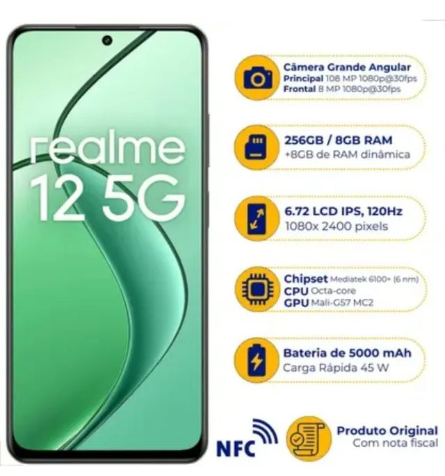 Realme 12 5G 256GB/8GB RAM, VERSÃO GLOBAL ( LACRADO) - Foto 2