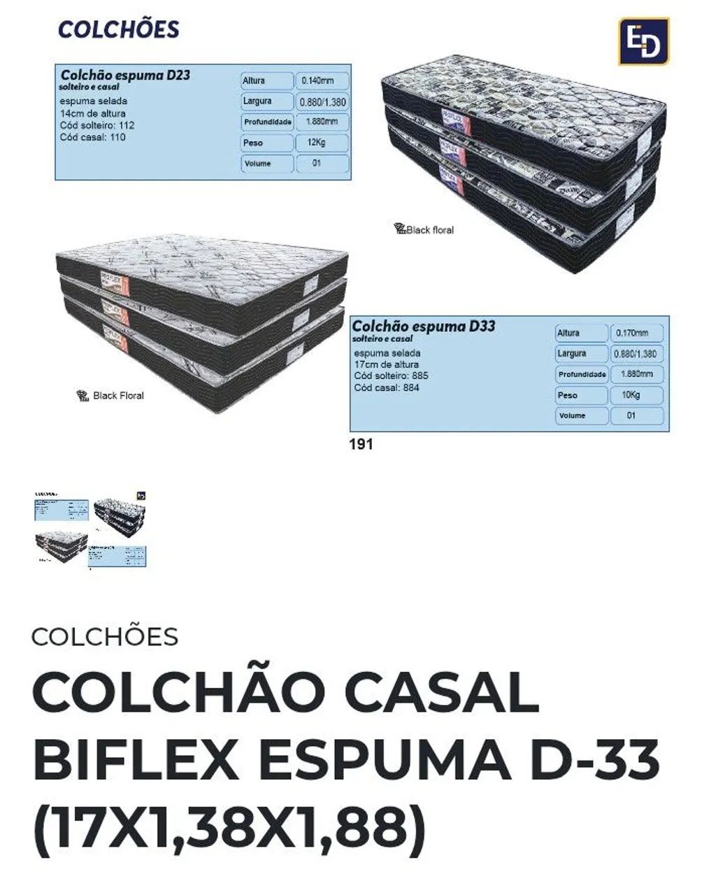 Colchão Casal Biflex espuma D33