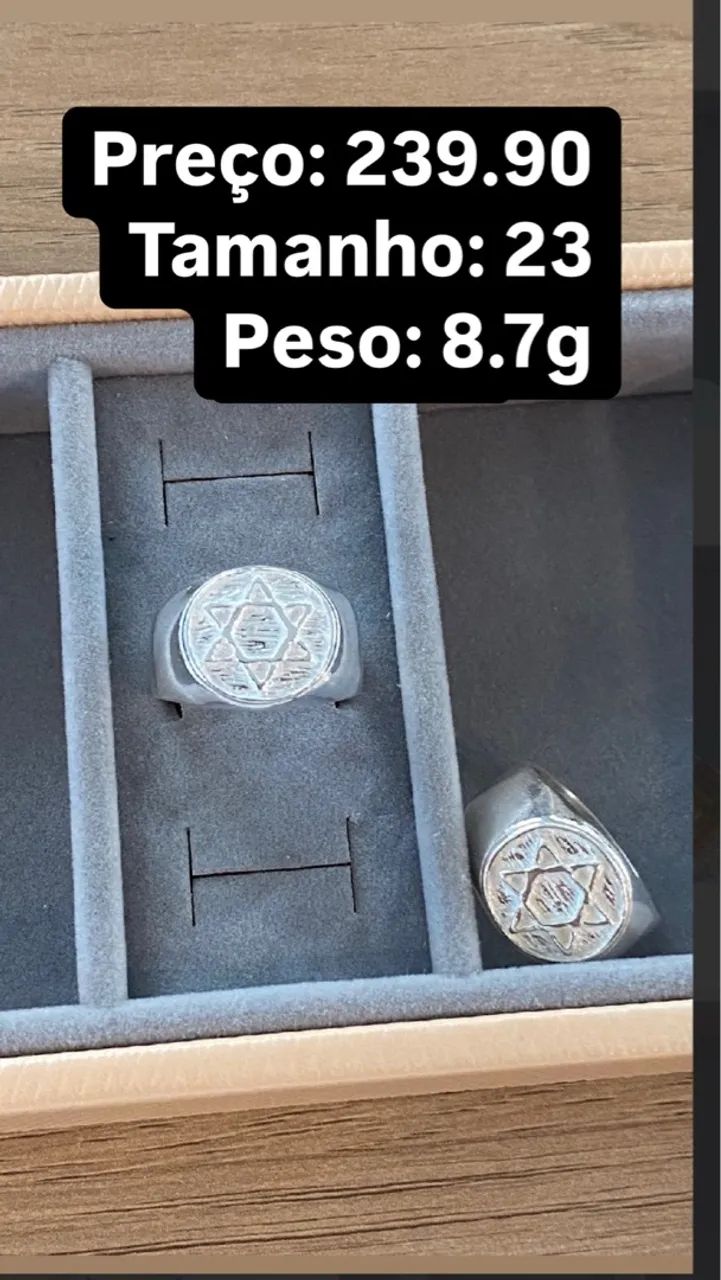 Anel de Prata Estrela de Davi - Tamanho 23