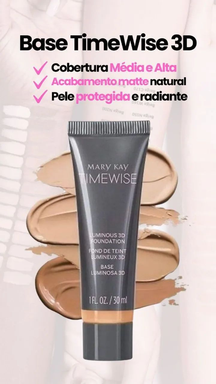 Base TimeWise 3D Mary Kay - Cobertura Média e Alta
