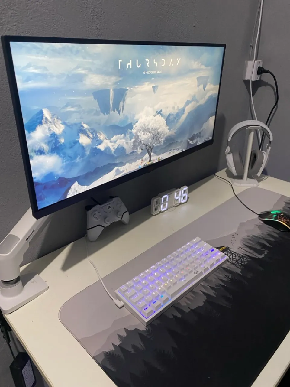 Setup Gamer Completo - Monitor, Teclado, Mouse e Acessórios