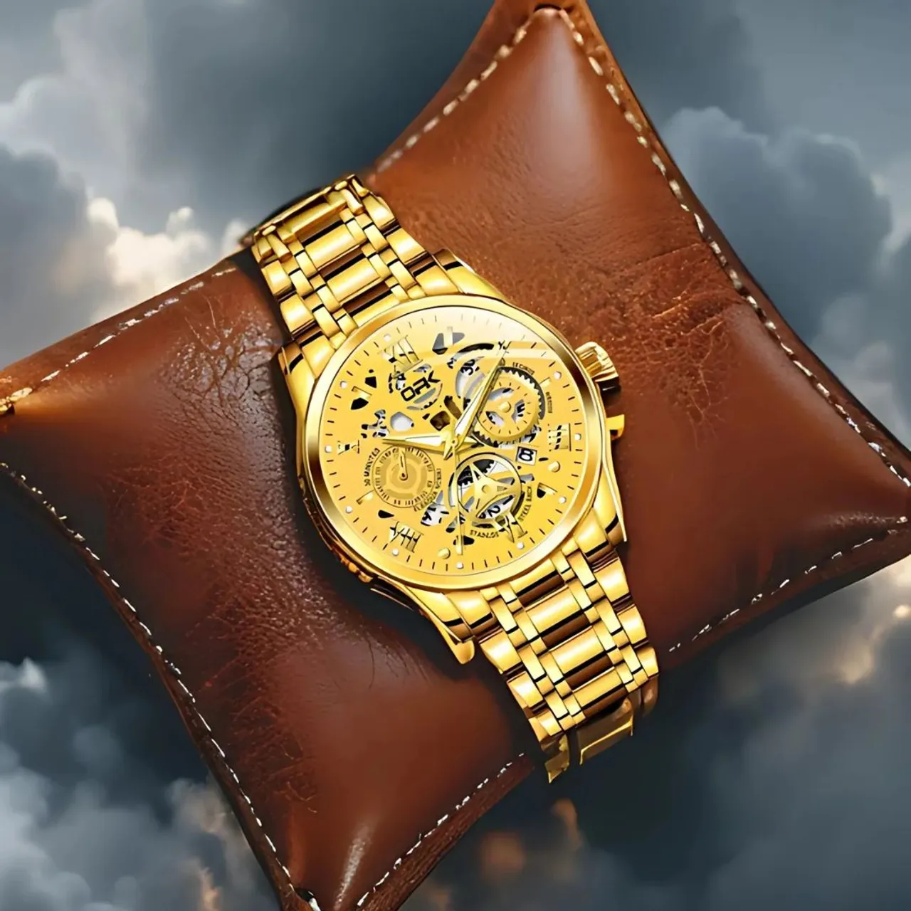 Relógio Masculino Dourado (Entrega Grátis)