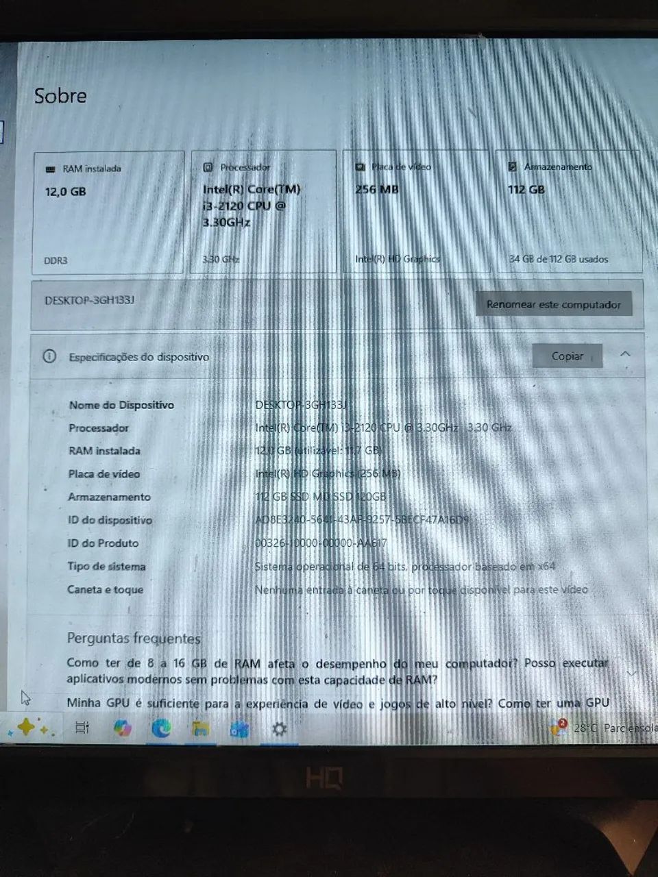 CPU I3 com 12gb de ram e SSD 120gb  - Foto 4