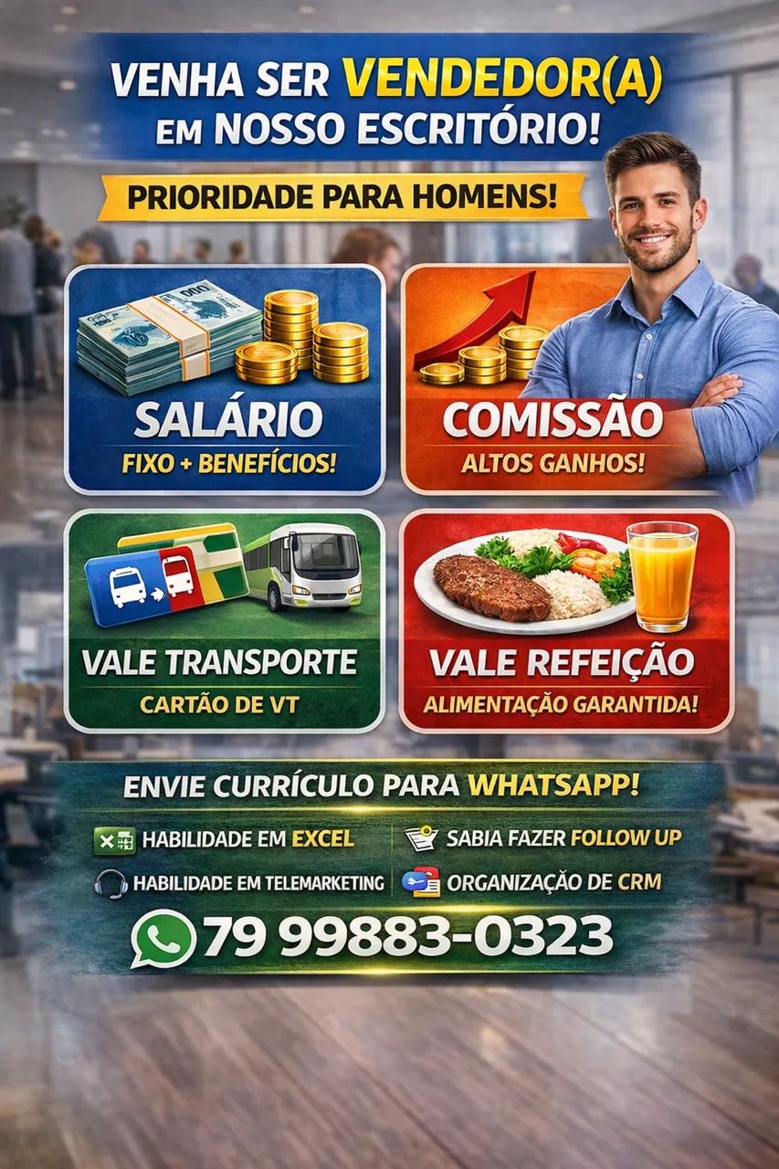 VAGA DE VENDEDOR ENVIAR CURRÍCULO NO ZAP *