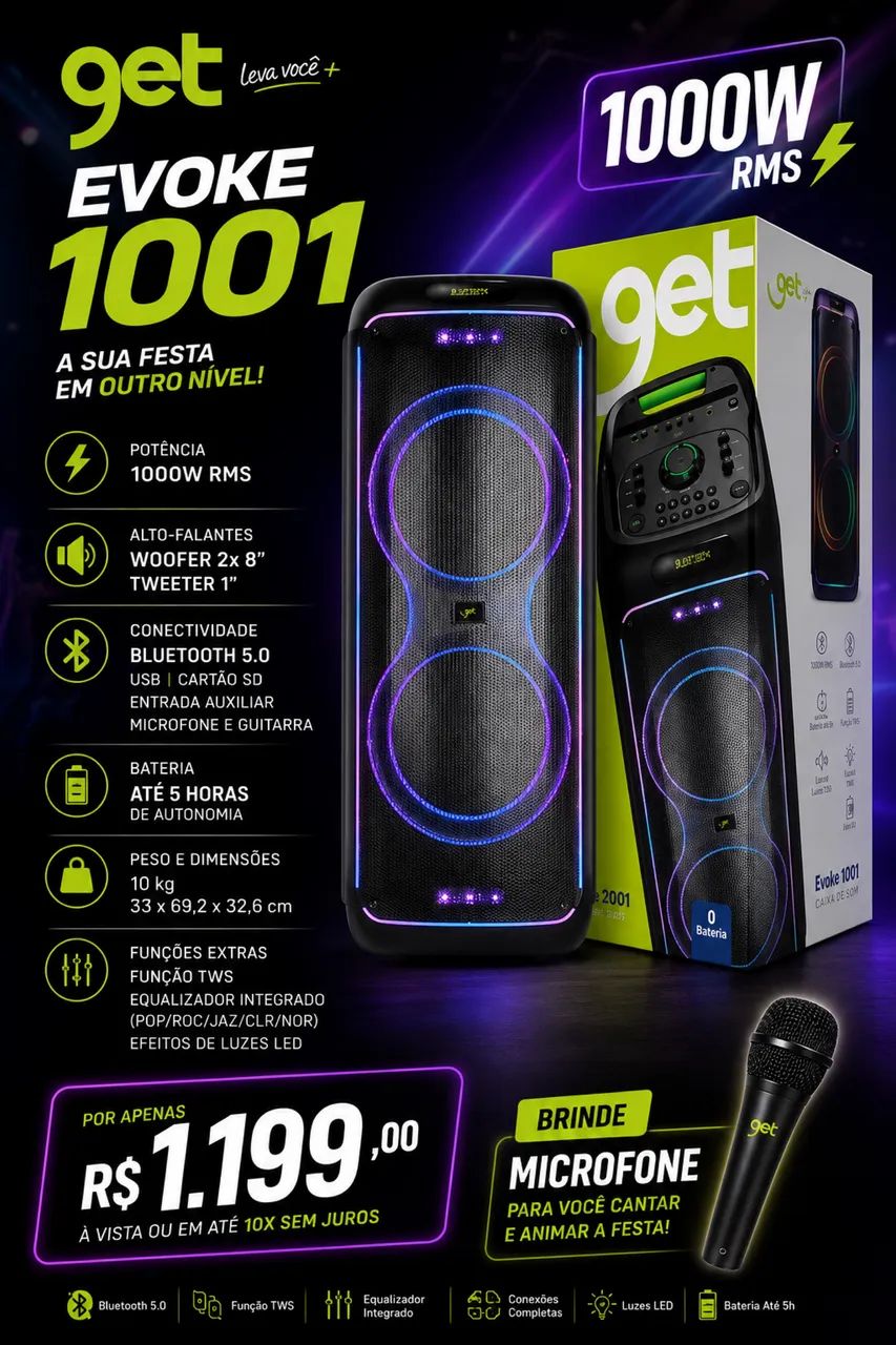 Caixa de Som Get Evoke 1001