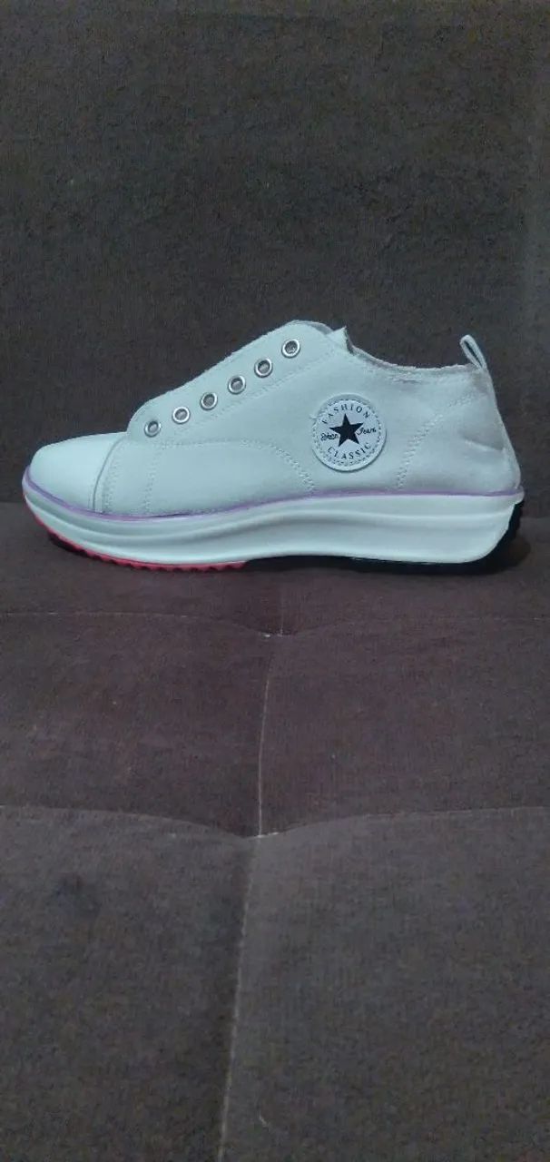Tênis All White Star, unissex, cano tradicional branco e preto  - Foto 2