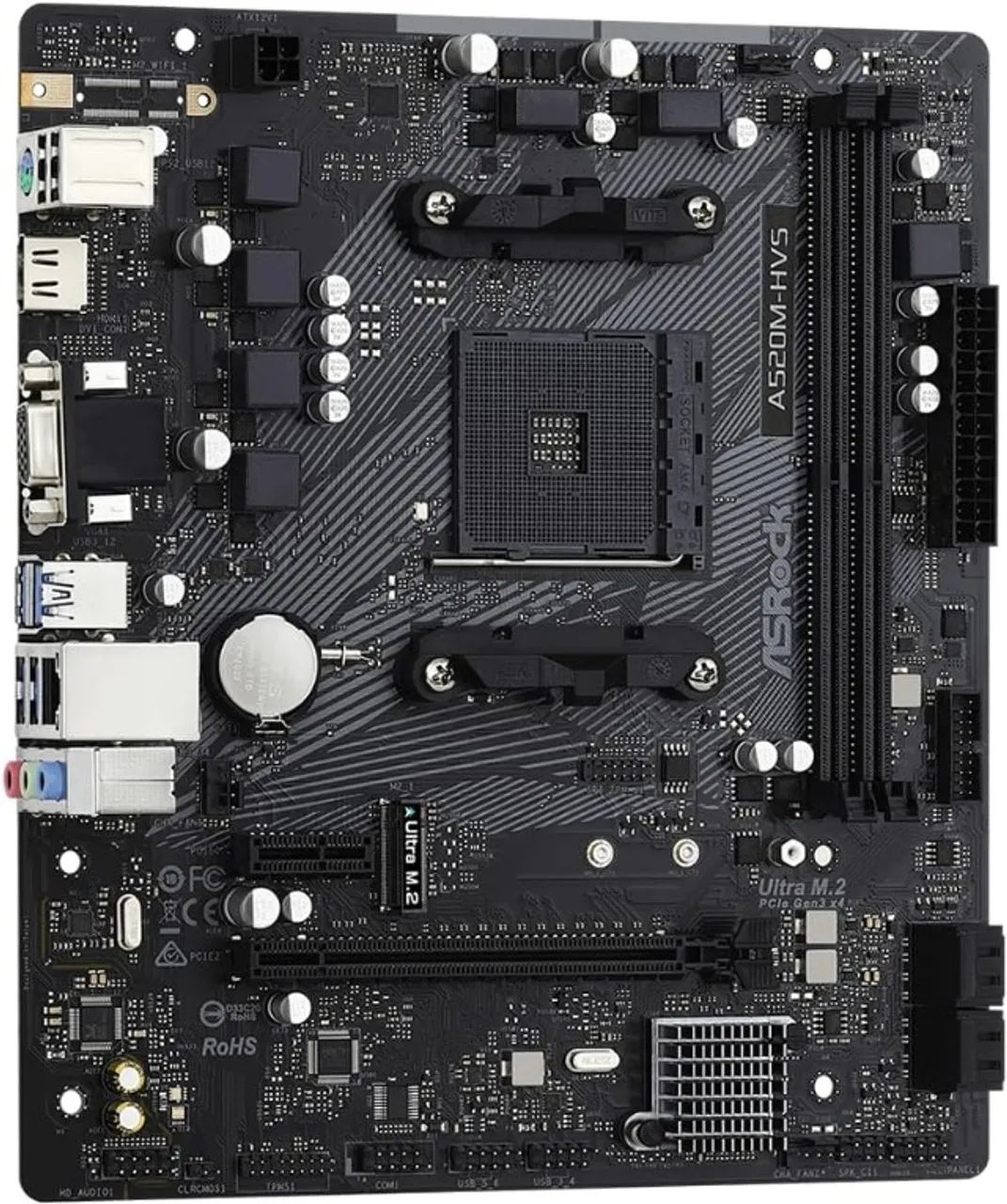 Placa Mãe AsRock A520M-HVS (AM4/DDR4/HDMI/VGA/M.2/USB3.2) - Peças