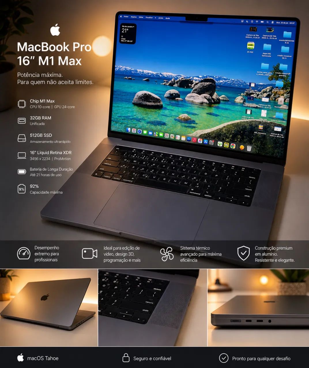 MacBook Pro 16 M1 Max muito novo 