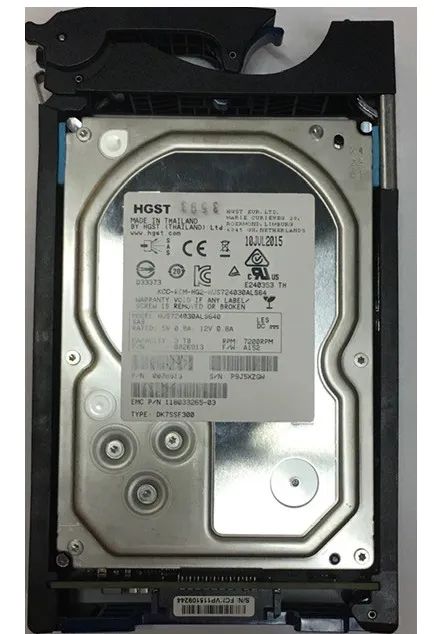 Disco rígido empresarial de 3 TB da HGST/EMC com interface SAS.