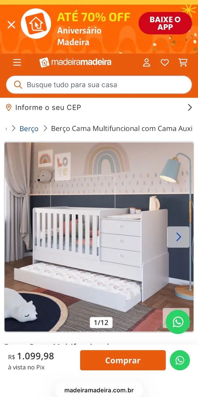 Berço cama multifuncional com 3 gavetas - Foto 3
